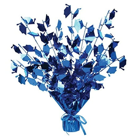 Murano Centerpiece - Graduation Burst Centerpiece with Die-Cut Metallic Blue Grad Caps pkg/3