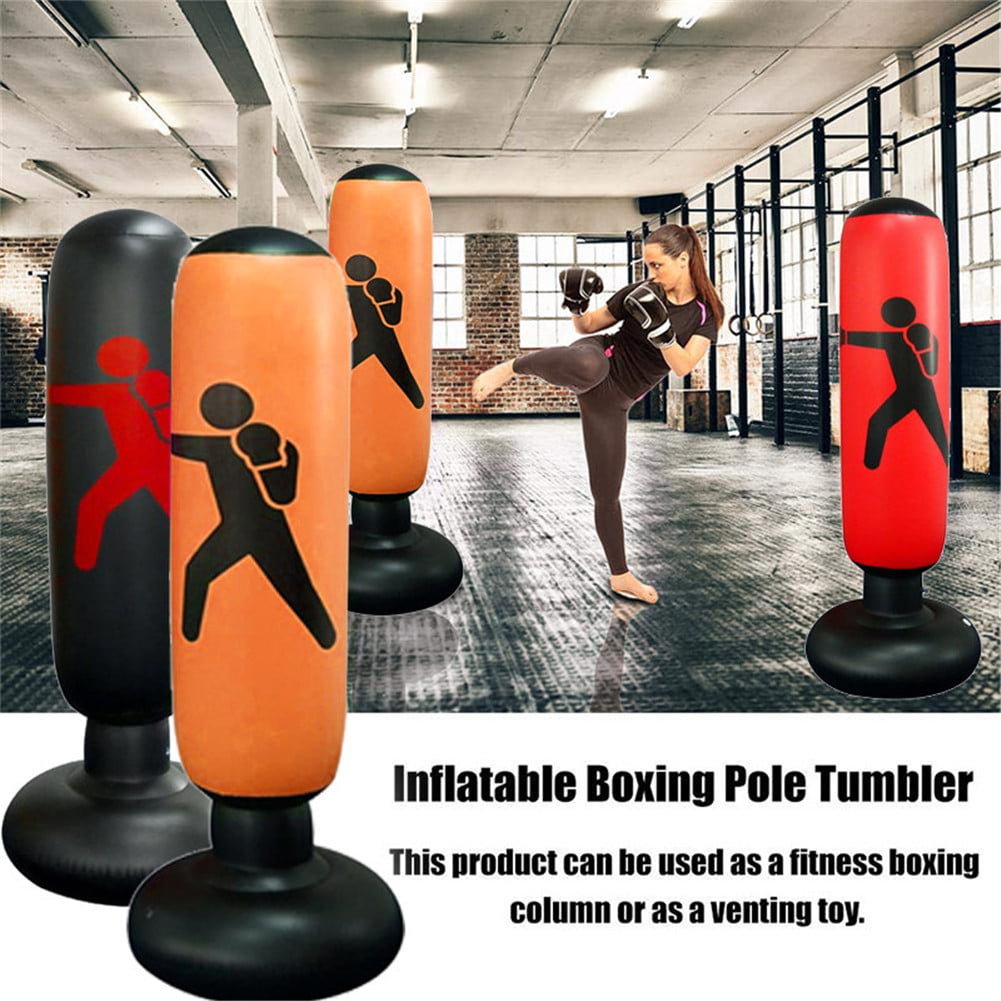 Fitness Exercise Pressure Reducing Stand 63 Inch Boxing Punching Bag Inflatable Free Standing Punching Bag Heavy Training Bag for Adults Teenage Fitness Sport Stress Relief Boxing Target 