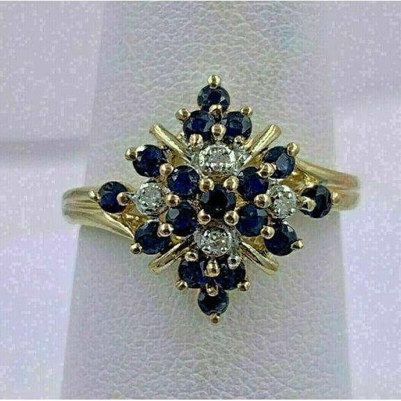 Gems Jewels 2 Ct Round Cut Blue Sapphire Womens Engagment Ring 14K Yellow Gold Plated 925 Sterling Silver -5