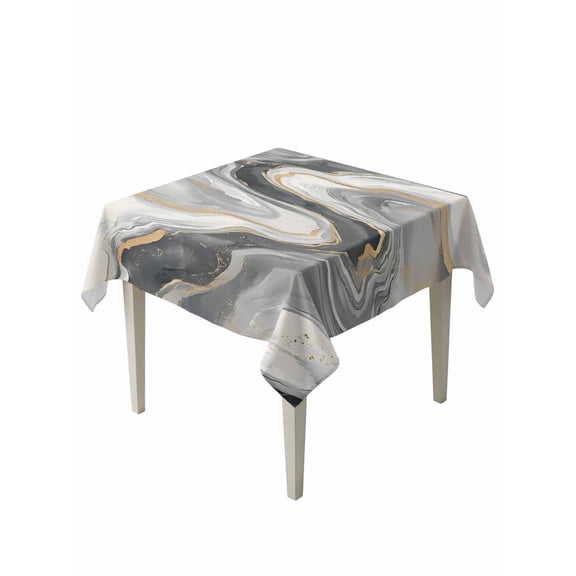 Grey Ombre Marble Table Cloth, Abstract Modern Art Waterproof Tablecloth for Square Tables, Reusable Washable Fabric Table Cover for Restaurant Kitchen Dining Tables 54"x54"