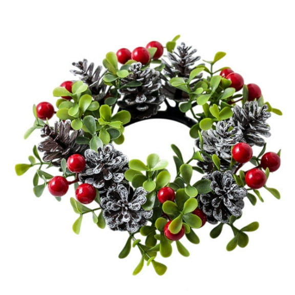 Kuntesetty 6.3inch Christmas Candle Wreath Reusable for Holiday Dining Multifunctional