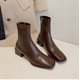 thumbnail image 2 of ¡Novedad de 2023! Botas tobilleras con punta cuadrada para mujer, botas cortas de cuero suave de alta calidad con cremallera, Zapatos Chelsea de tacón bajo, Zapatos Muje35 Gao Jinjia LED, 2 of 2