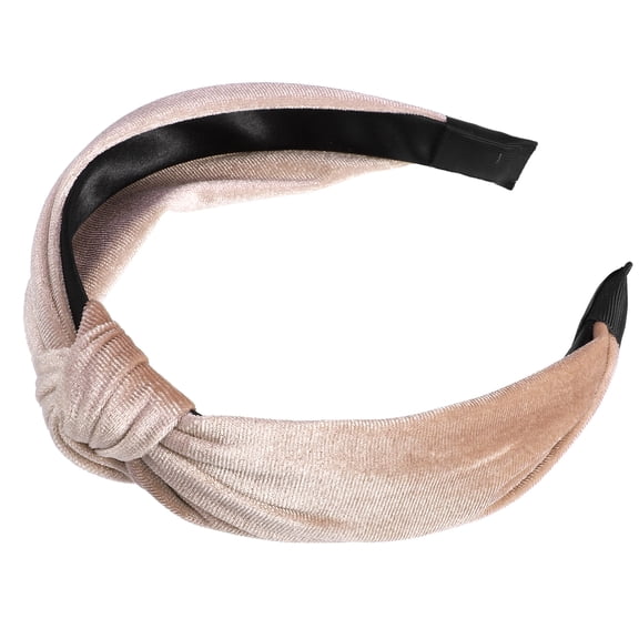 Vocoste Velvet Knotted Headbands Hairband for Women Beige 1.2 Inch Wide 1 Pcs