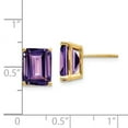 thumbnail image 3 of Real 14kt Yellow Gold 10x8mm Emerald Cut Amethyst Earrings; for Adults and Teens; for Women and Men, 3 of 3