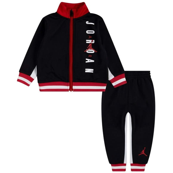 Jordan Baby Boys Tracksuit Full Zip Jacket & Pants 2 Piece Set (Black(65A230-023)/Red, 12 Months)