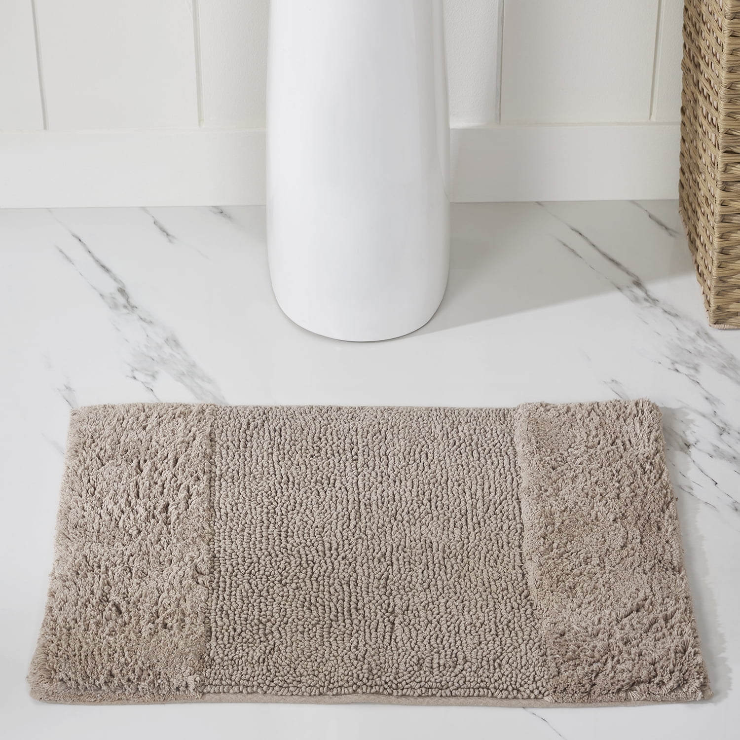 Better Trends 5 Piece Bathroom Rug Set, 100% Cotton, Extra Soft Tufted Bath Mat, Water Absorbent & Non Slip Bath Rug, (Beige) Granada Collection