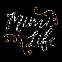 Mimi Life Grandma Sparkly Bling Iron-on Clear Rhinestone & Gold Rhinestud Transfers by JCS Rhinestones