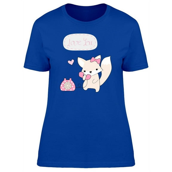 Fox Saying Love You Telephone T-Shirt Women -Image by Shutterstock, Female XX-Large