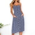 thumbnail image 1 of Vestimenta Casual Vestido de tirantes sin espalda para mujer Vestido elegante con botones sin mangas Vestido de playa de verano suave Ygjytge Azul Xxl para Mujer, 1 of 1