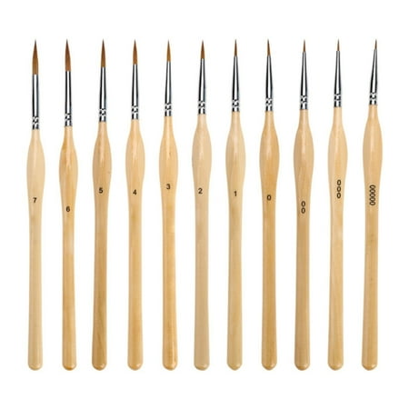 JAHH Start School Season Miniature Detail Paint Brush Set with Natural Wood Handle 2024 New 11pcs Miniature Brushes for Fine Detailing & Art Painting - Acrylic WatercolorOilModels