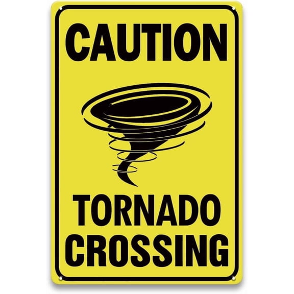 2 Pack Tornado Crossing Sign - 8 x 12 Inch Aluminum Metal Weather Warning Sign for Outdoor, Yard, Farm Driveway, Storm Tornado Shelter Wall Decor, Storm Chaser Gift