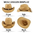 thumbnail image 4 of Wowstyle Khaki Cowboy Hat for Adult Men Women Cowgirl Hat with Adjustable Leather Hat Band Western Cattleman Cowboy Rodeo Outfit for Outdoor Activities, Parties, Farm-Related Events, Music Festivals, 4 of 6