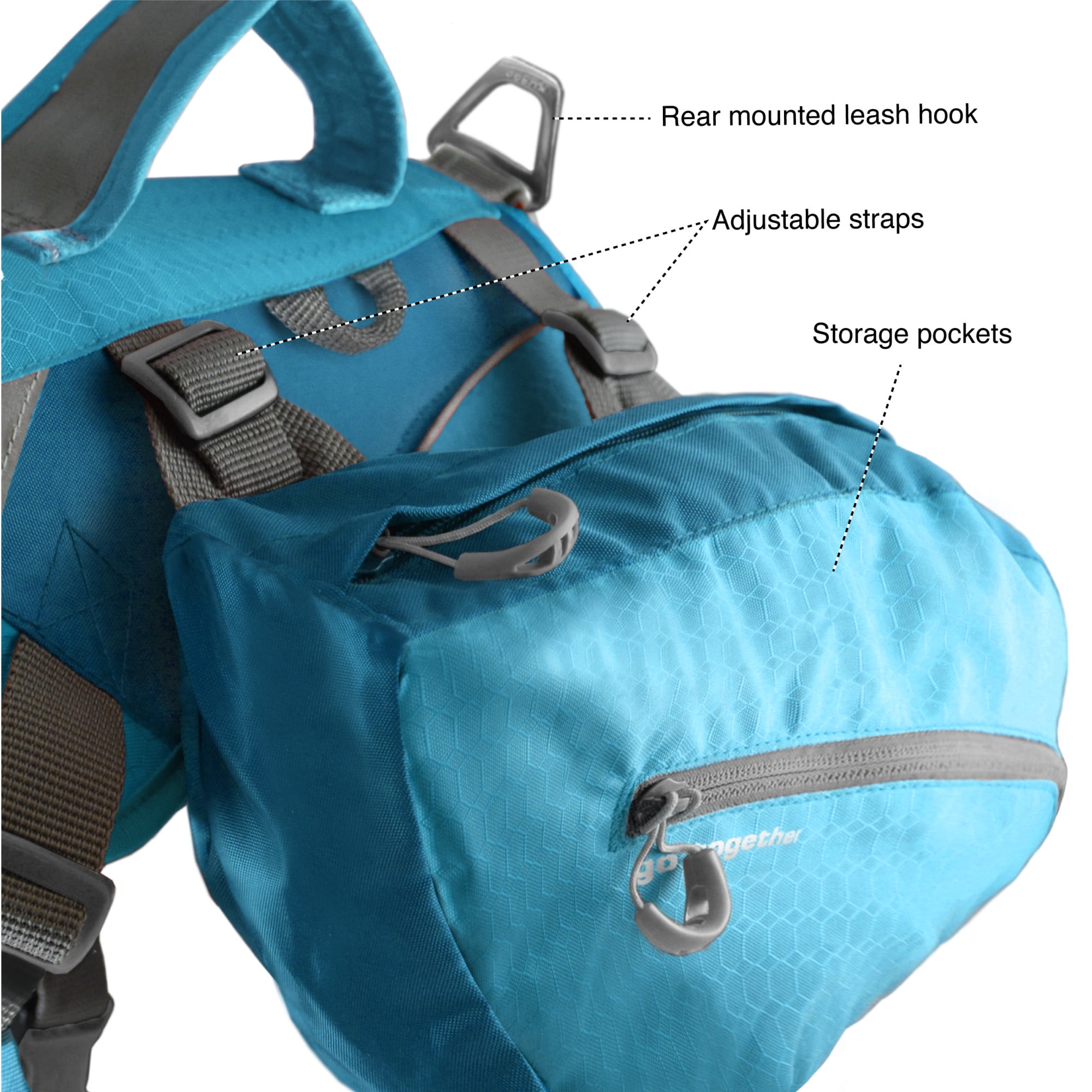 Kurgo Baxter Dog Backpack, Dog Saddlebag, Dog Pack, Adjustable Saddlebag for Hiking, Walking, Running, Camping, Chili Red/Barn Red