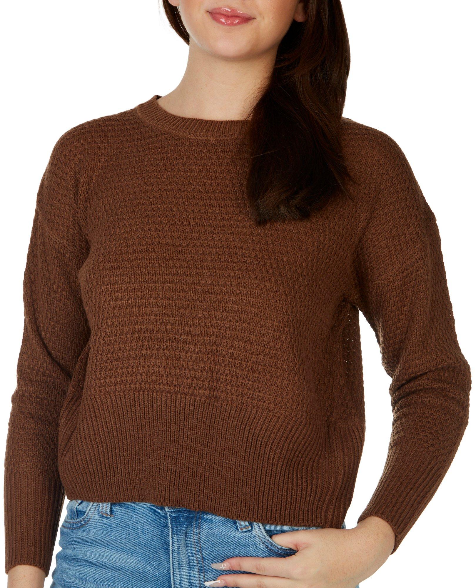 Pink Rose Juniors Knit Open Cross Over Back Cropped Sweater Small Brown -  Walmart.com