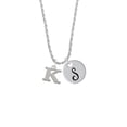 thumbnail image 2 of Delight Jewelry Silvertone Large Initial - K - Silvertone Script Initial Disc - S - Charm Necklace, 20"+3", 2 of 4