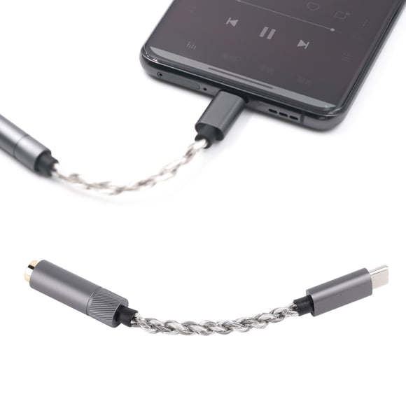 USB C To 4.4mm Sound Dongle Cable, Type C To 4.4mm Headphone Jack Adapter Plug and Play 384KHz/32bit for Mobile Phone