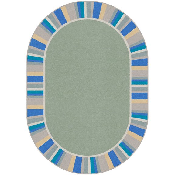 Joy Carpets Kid Essentials Off the Cuff 3'10" x 5'4" Oval Area Rug in Color Sage
