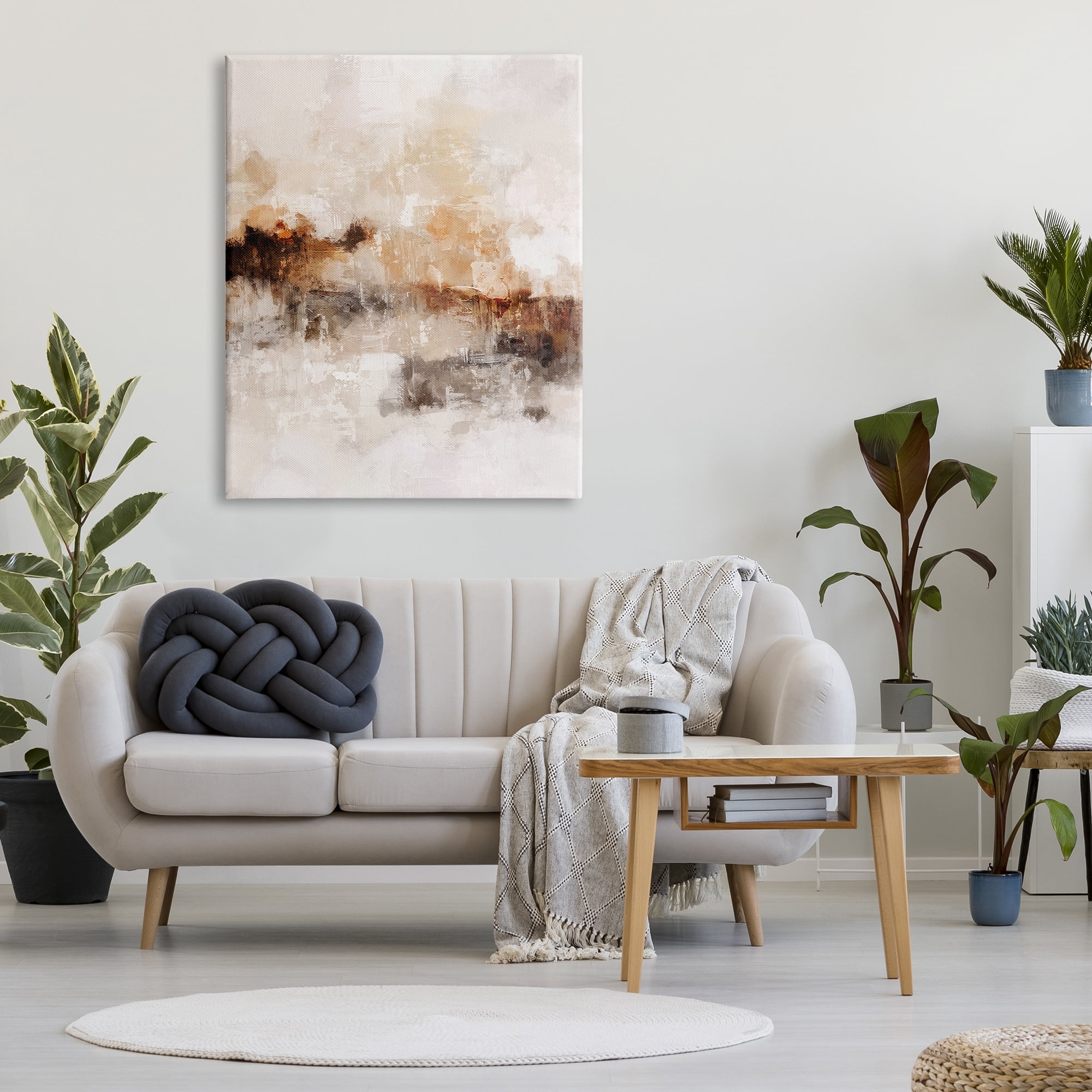 Stupell Industries Beige & Brown Abstract Abstract Painting Gallery Wrapped Canvas Print Wall Art, 36 x 48