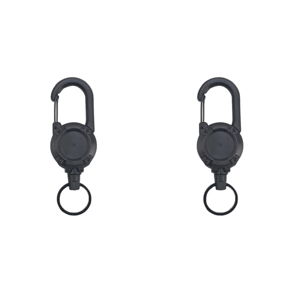 Heavy Duty Retractable Keychain, Multi-Tool Carabiner, Retractable Cable ID Tactical Reel for Men and Women, Black, 2 Pcs