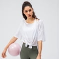 thumbnail image 1 of Blusa deportiva holgada para mujer, ligera, transpirable, para correr, con abertura, de secado rápido, para yoga, de manga corta, moderna y hermosa, 1 of 3