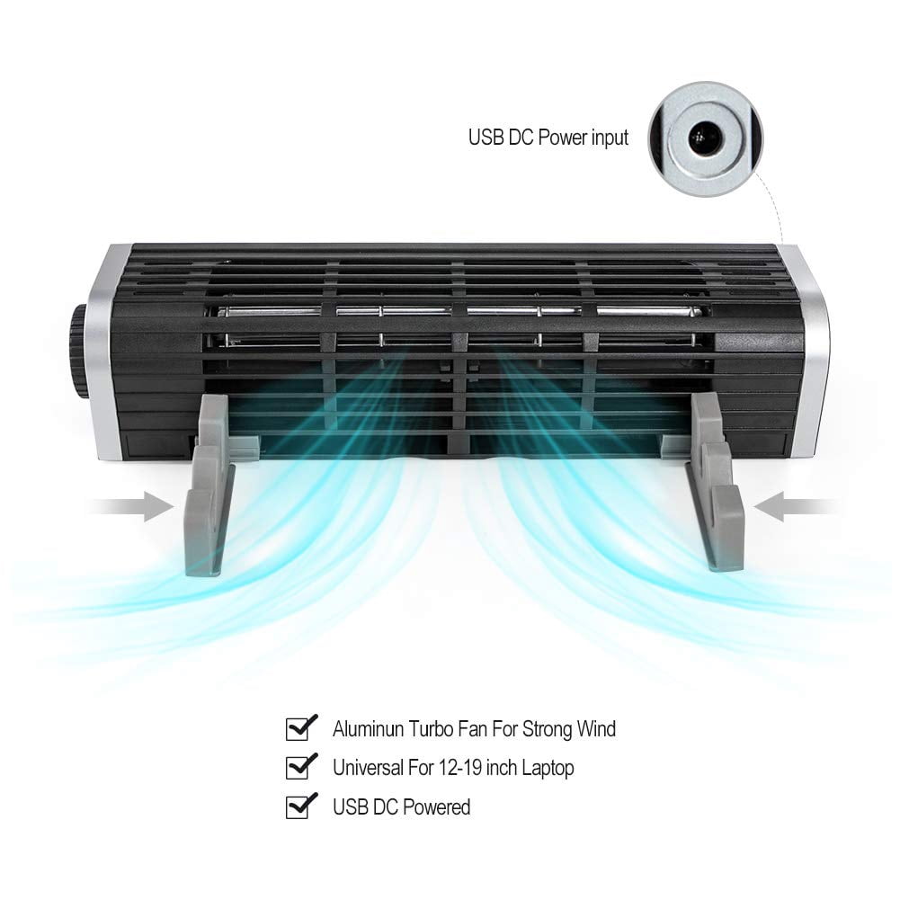 Naierhg Laptop Tablet Phone Power Cooler External USB Cooling Fan with Adjustable Stand