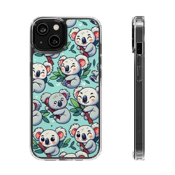 DistinctInk Hybrid (Acrylic / TPU) Clear Slim Fit Case for Apple iPhone 12 MINI (5.4" Screen) - "Enchanting Koala Kaleidoscope: A Playful Delight"