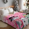 thumbnail image 3 of Let Snow Words on Pink Throw Blanket Flannel Fleece Throws, Cute Winter Snowman Xmas Balls Lightweight Super Soft Warm Blankets for Couch Sofa Bed All Season Use, 40x50 in, 3 of 9