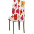 thumbnail image 2 of Funda Protectora para silla ABPHQTO elástica Flores amapolas Rojas y Amarillas Juego de 1, 2 of 4