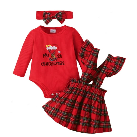 KHONTS Baby Girl Clothes Outfits Ruffle Romper Tops Floral Pants Set with Headband, 3 Piece,Sizes 3-18M