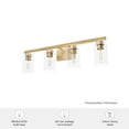 thumbnail image 6 of Hunter - Hartland 4-light Alturas Gold, Medium Size Vanity Light, Dimmable, Transitional Style, for Bedrooms, Dining, Living Rooms - 13081, 6 of 6