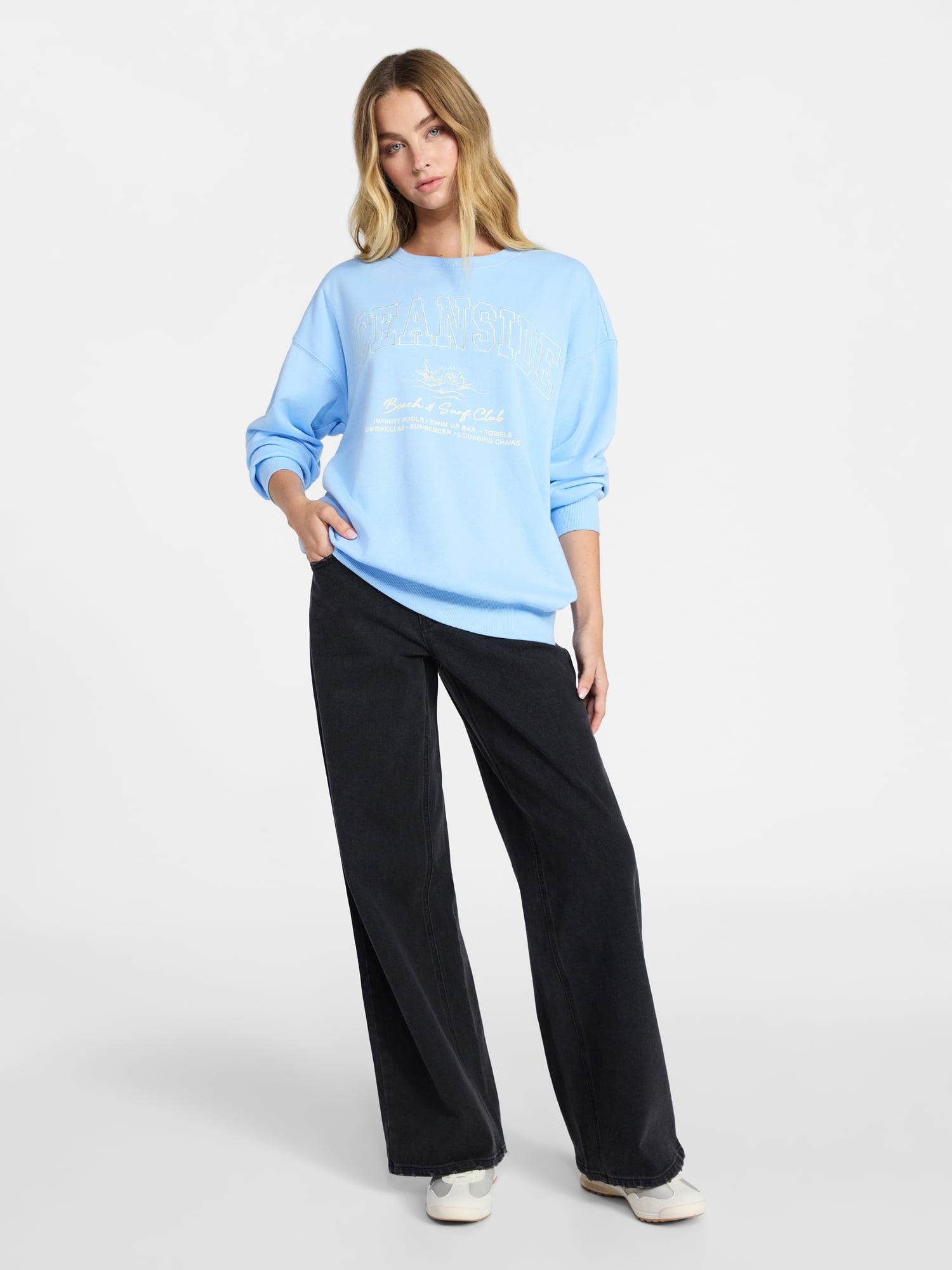 No Boundaries Graphic Crewneck Sweatshirt, Women's and Women's Plus Sizes XXS-4X