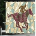 thumbnail image 4 of Ambesonne Mosaic Shower Curtain, Stable Jockey Silhouette, 69"Wx70"L, Purple Pale Brown Teal, 4 of 5