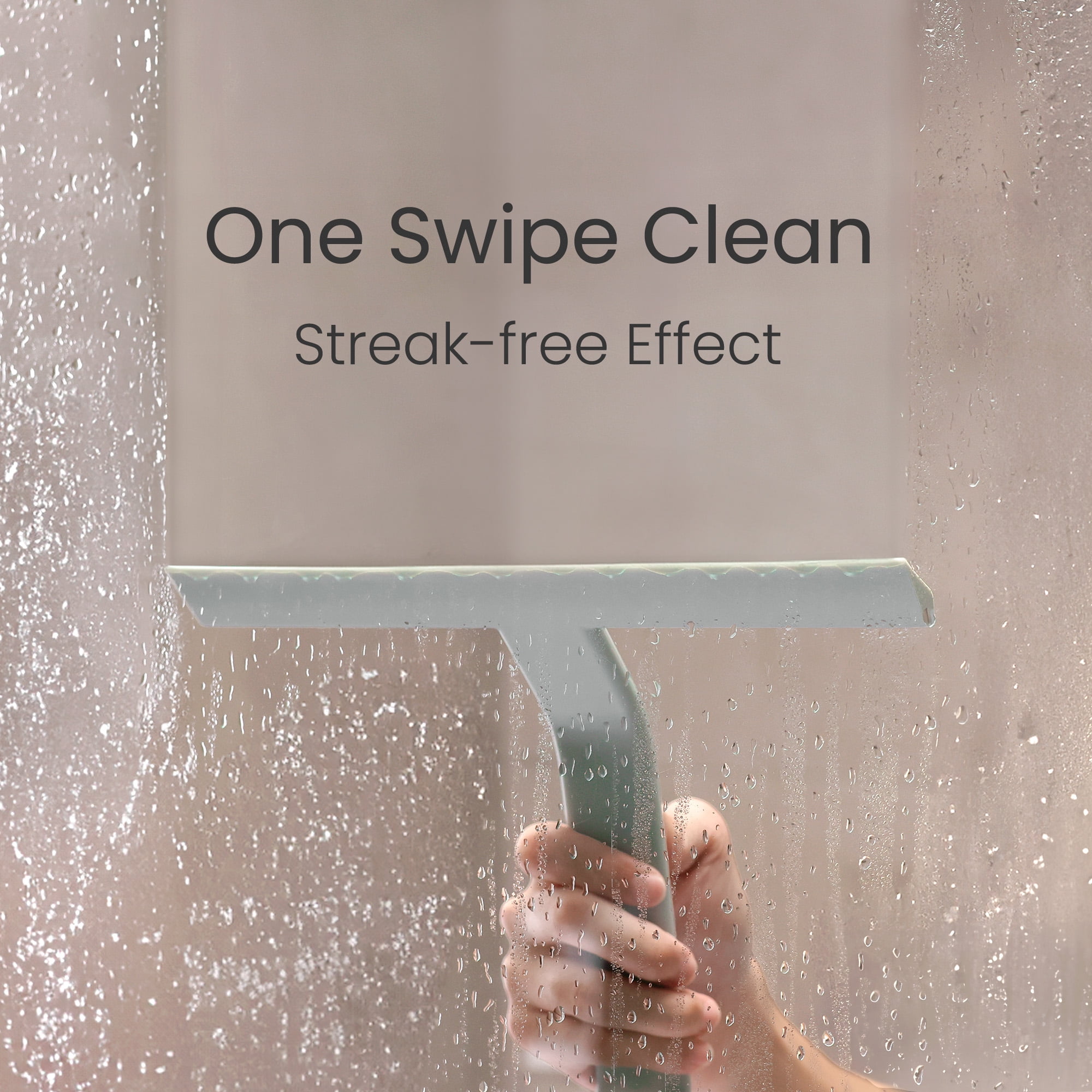 dancemoon Shower Squeegee for Glass Doors, One-Piece Soft-Touch Silicone Water Wiper with Built-in Hook for Bathroom and Tile Walls, 10-inch, Green