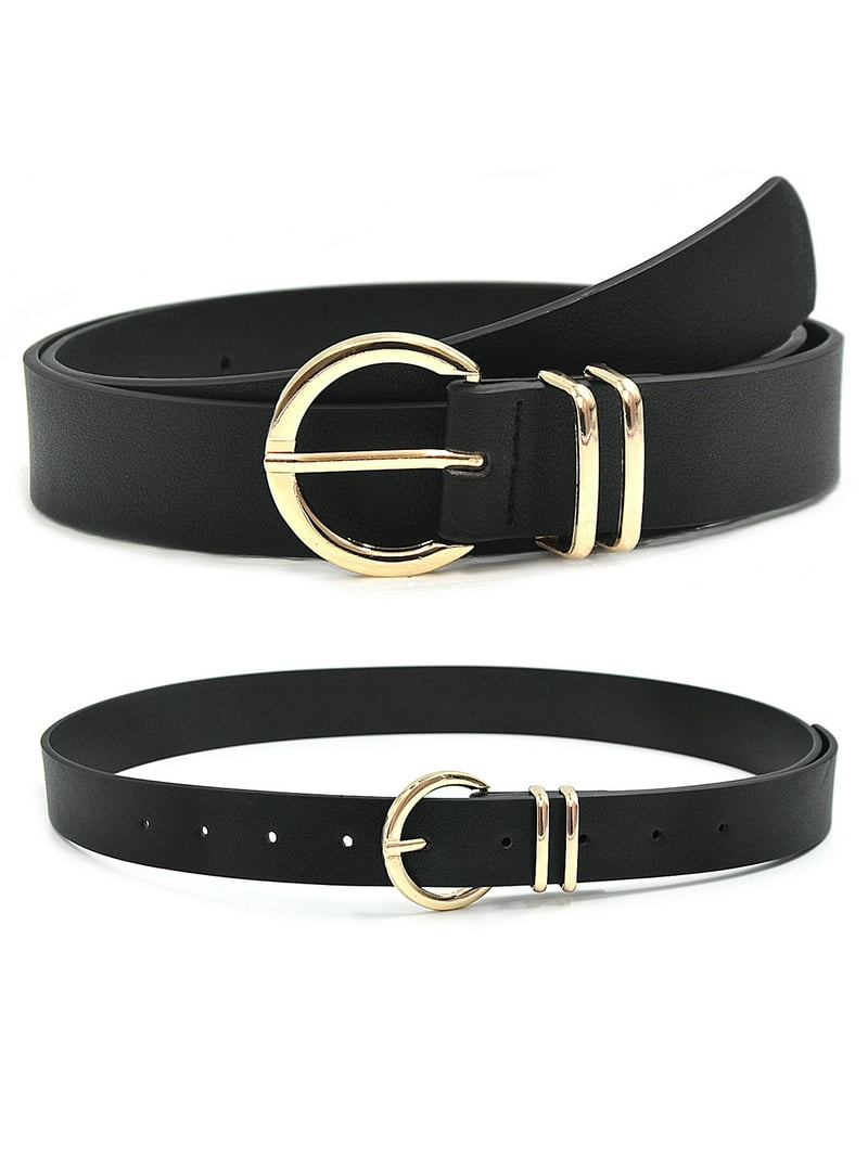 2 Pack Leather Belt Women Pin Buckle Belts for Jeans Pants Dresses SENDEFN Women Leather Belts, Pin Buckle, Adjustable Waist  main image 2