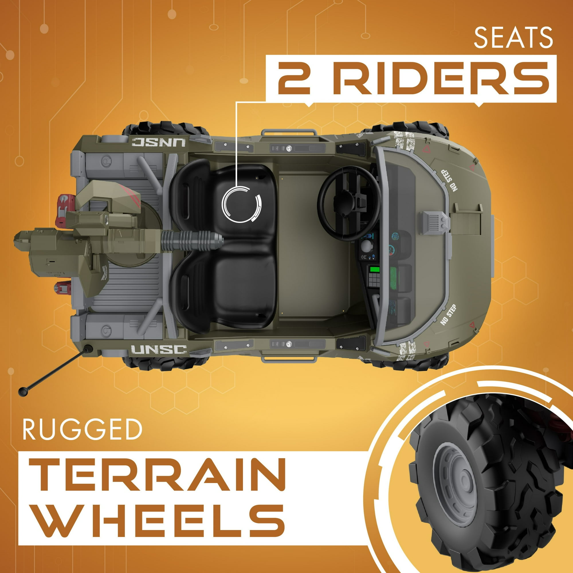 24 Volt Microsoft Halo Warthog Ride On with Laser Tag Blaster and Vest Included - For Boys & Girls Ages 3 and up