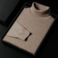 thumbnail image 7 of TFEOQRY Men's Turtleneck Sweater Solid Knitted Long Sleeve Casual Pullover Fall Winter Warm Basic Tops Khaki-1, 7 of 7