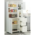 thumbnail image 3 of Kitchen Pantry Storage Cabinet with Doors and Shelves, White, 3 of 6