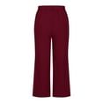 thumbnail image 5 of Baqcunre Linen Pants Women,High Waisted Drawstring Elastic Trousers Comfy Straight Leg Long Pants with Pockets,Womens Fashion Capri Pants for Women Women's Pants Womens Clothes Navy 5XL, 5 of 5