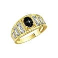 thumbnail image 3 of RYLOS Bagues pour Femmes Bague en Or Jaune 14K Style Classique Pierre Précieuse Ovale 7X5MM et Bague en Diamant Saphir Étoilé Noir Bijoux Taille 5, 3 of 7
