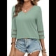 thumbnail image 2 of Blusas Elegantes e Informales de 3/4 para Mujer, Camisetas de Cuello en V A , Ropa de Verano 2025. Verde XXL, 2 of 7