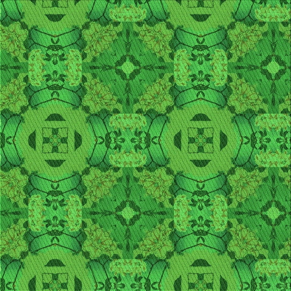 Ahgly Company Indoor Square Patterned Green Area Rugs, 8' Square