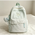 thumbnail image 3 of Girls Plaid Lace Trim Backpack, Compact Daily Bookbag With Lace Trim & Dual Side Pockets, Sweet Stylish Design For School & Office Use (Green), 3 of 5