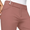 thumbnail image 5 of Hurxie Work Pants for Women Wide Leg Dress Pants Palazzo Business Casual Outfits Office Slacks with Pockets Button Stretchy Rose Gold,XL, 5 of 6