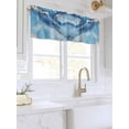 thumbnail image 3 of Valances for Windows Marble Blue Rod Pocket Cafe Window Treatments Valance Curtains for Kitchen Bathroom Laundry Basement Windows 56"x16", 3 of 9