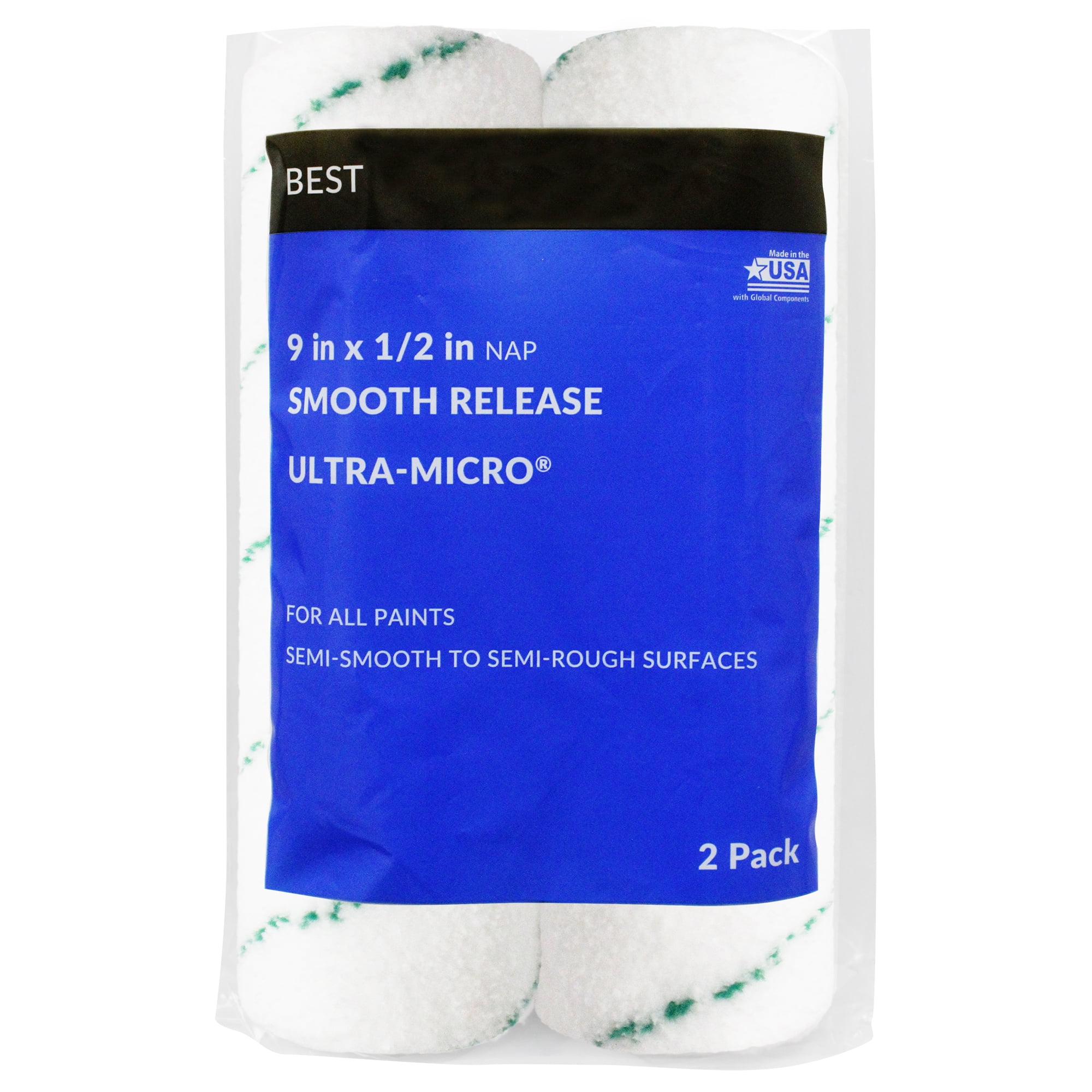 (3 pack) BEST 9" x 1/2" Ultra Microfiber Roller Covers 2-Pack