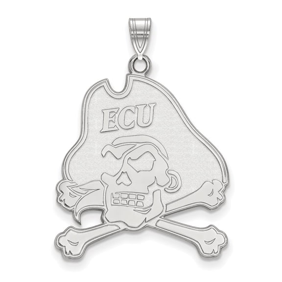 Sterling Silver LogoArt East Carolina University Pirate Extra Large Pendant Charm