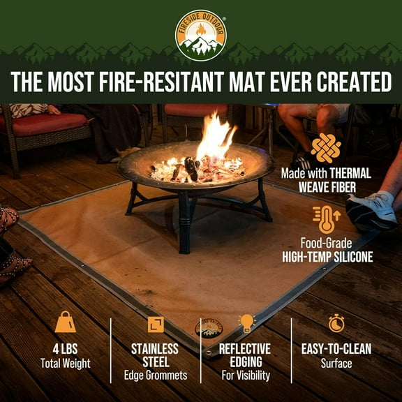 Fireside Outdoor Portable Fire Pit Mat for Under Grills