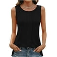 thumbnail image 2 of Round Neck Tank Tops for Women Womens Summer Tank Tops Sleeveless Round Neck Blouse Shirts, Loose Fitting Loungewear Casual Dressy Tunic Shirts Black XL, 2 of 7