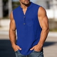 thumbnail image 3 of Tsivenald Mens Tank Tops Button Placket Sleeveless Loose Fit Pullover Shirts Crinkle Fabric with Chest Pocket Casual Tank Top for Men, 3 of 9