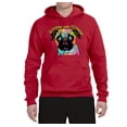 thumbnail image 2 of Pugs and Kisses Cute Dog Neon Rainbow Pug Dog Lover Unisex Graphic Hoodie Sweatshirt, Red, 2XL, 2 of 3